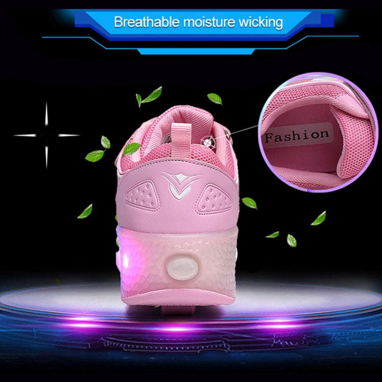 WS01 LED Light Ultra Light Mesh Surface Rechargeable Double Wheel Roller Skating Shoes Sport Shoe...