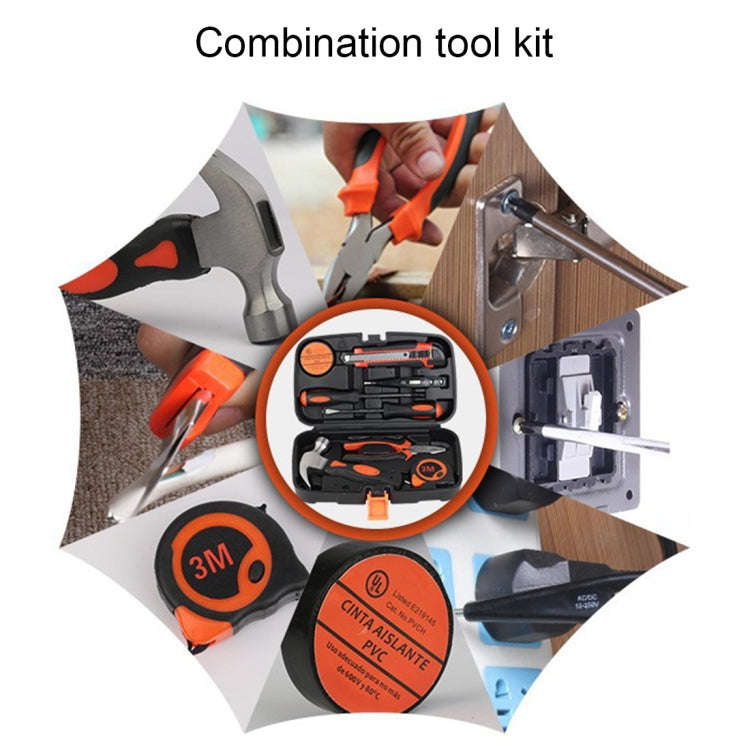 9 in 1 Tool Set General Household Hand Tool Kit with Toolbox Storage Case, 9 in 1