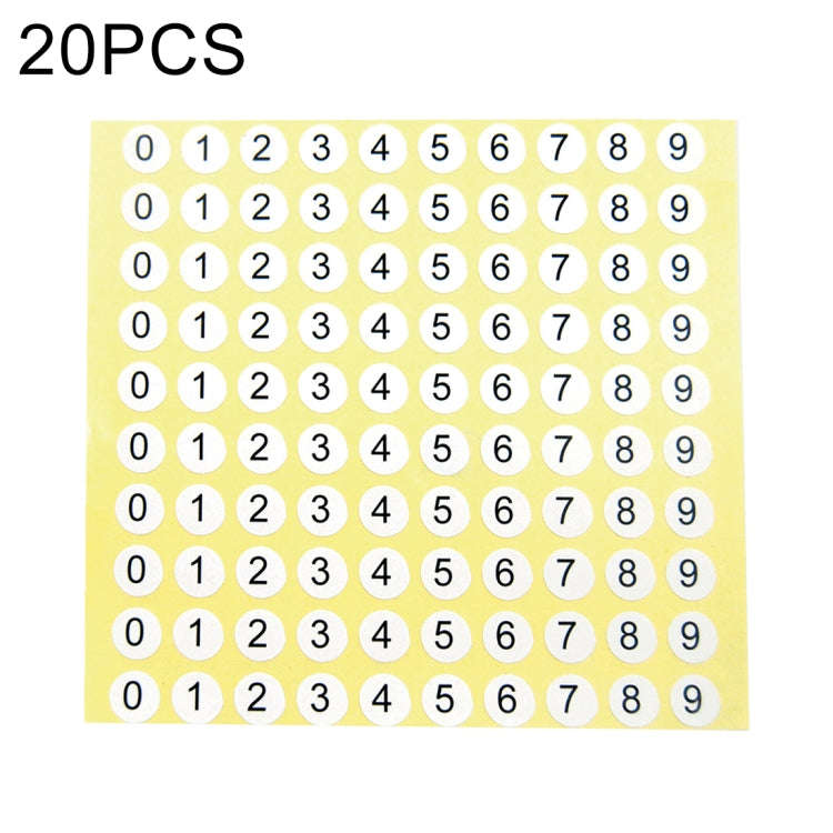20 PCS Round Shape Number Sticker Shoe Size Label, Number 0-9, Number 0-9