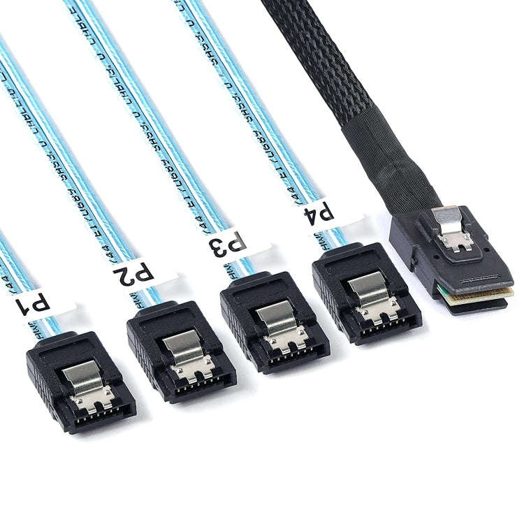 Mini SAS (SFF-8087) to 4 x SATA 7-Pin Female Forward Breakout 6Gbps Data Cable, Length: 50cm, SFF...