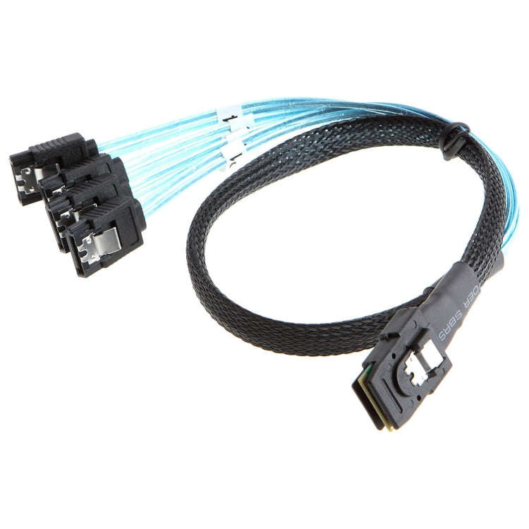 Mini SAS (SFF-8087) to 4 x SATA 7-Pin Female Forward Breakout 6Gbps Data Cable, Length: 50cm, SFF...