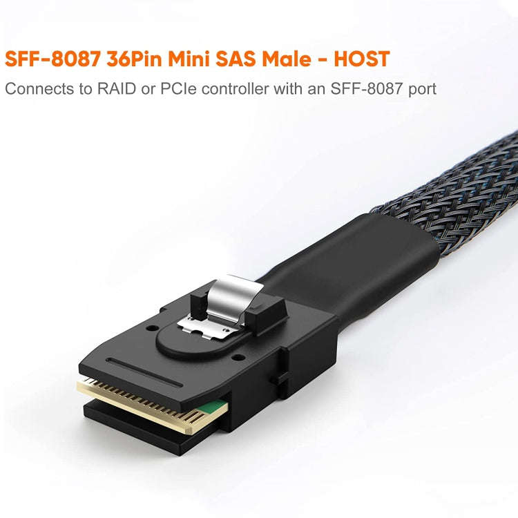 Mini SAS (SFF-8087) to 4 x SATA 7-Pin Female Forward Breakout 6Gbps Data Cable, Length: 50cm, SFF...