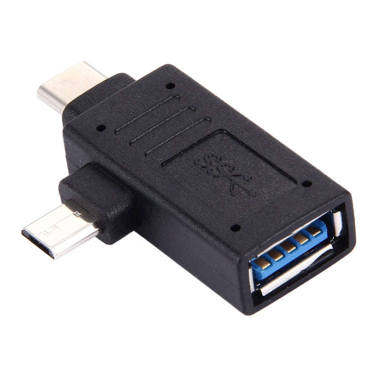 USB-C / Type-C Male + Micro USB Male to USB 3.0 Female Adapter, USB 3.0