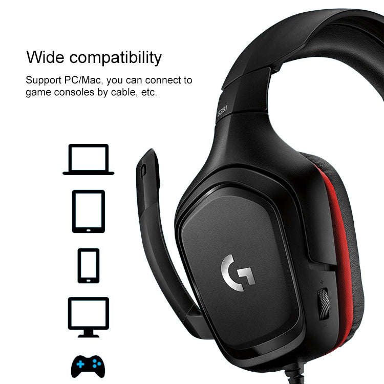 Logitech G331 Dolby 7.1 Surround Sound Stereo Folding Noise Reduction Competition Gaming Headset,...