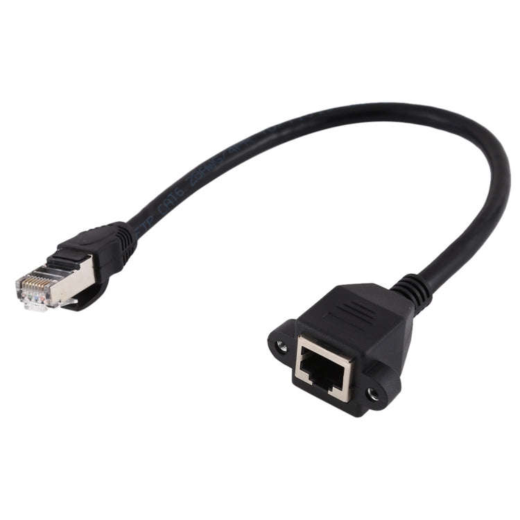 RJ45 Female to Male CATE5 Network Panel Mount Screw Lock Extension Cable , Length: 0.6m, 0.6m