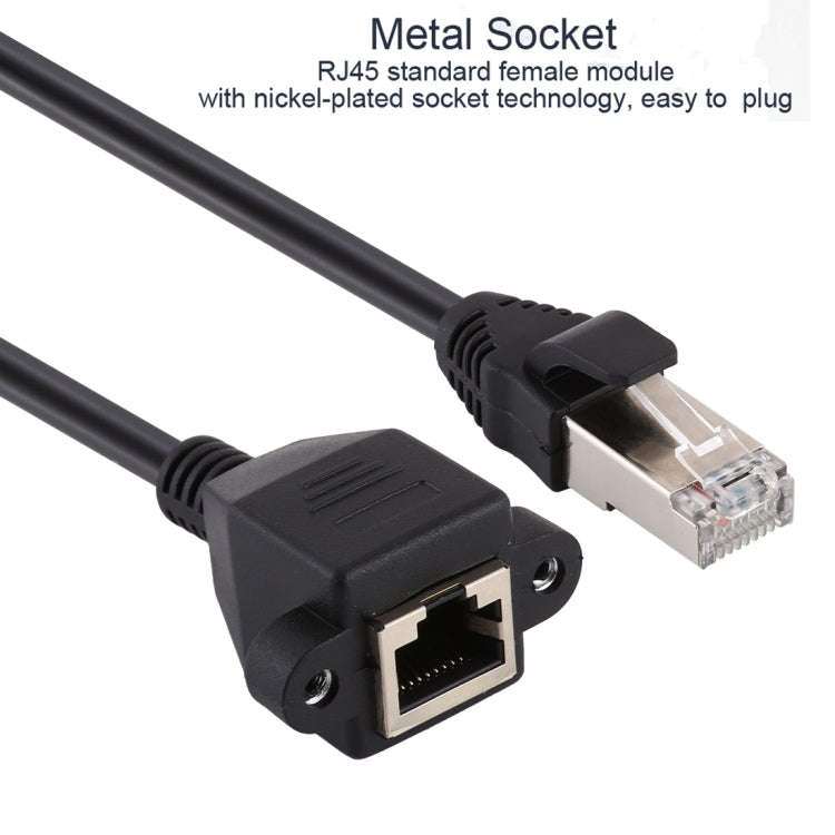 RJ45 Female to Male CATE5 Network Panel Mount Screw Lock Extension Cable , Length: 0.6m, 0.6m