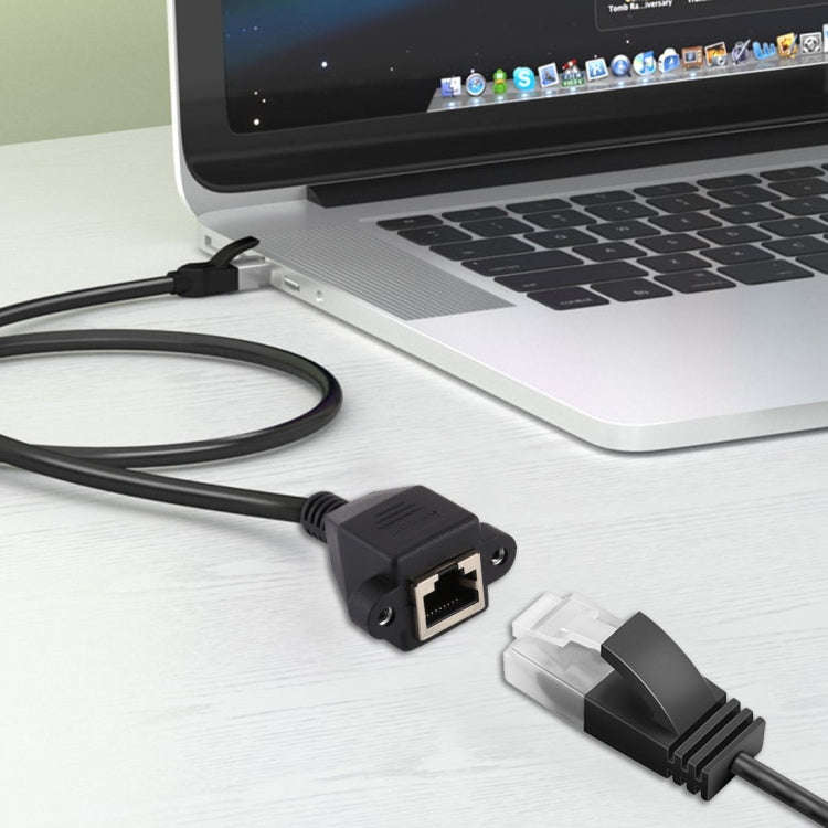 RJ45 Female to Male CATE5 Network Panel Mount Screw Lock Extension Cable , Length: 0.6m, 0.6m