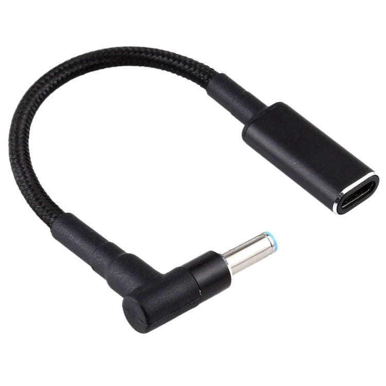 PD 100W 18.5-20V 4.5 x 0.6mm Elbow to USB-C / Type-C Adapter Nylon Braid Cable for HP, 4.5 x 0.6mm