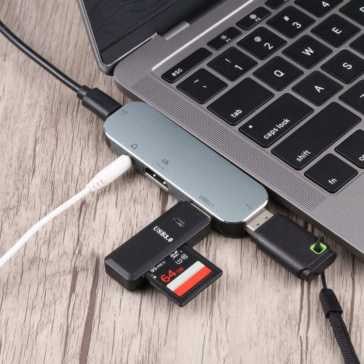 5 in 1 USB-C / Type-C Male to PD USB-C / Type-C Charging + 3.5mm AUX + 4K HDMI + USB 3.1 + USB Fe...