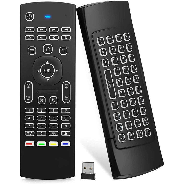 MX3-L White Backlit Version 2.4GHz Fly Air Mouse Wireless Keyboard Remote Control, White Backlit ...