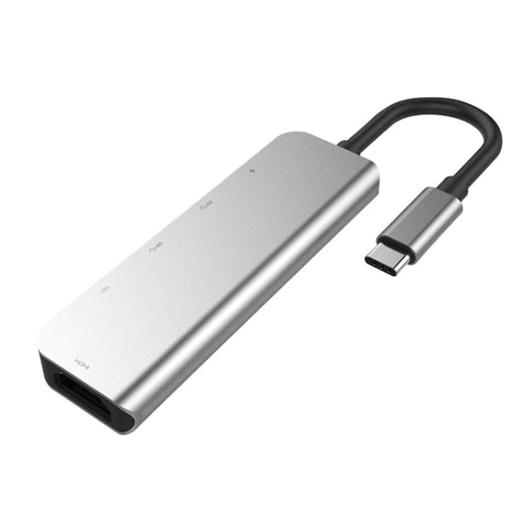 5 in 1 HDMI + USB x 2 + PD x 2 to USB-C / Type-C HUB Adapter, HDMI + USB x 2 + PD x 2