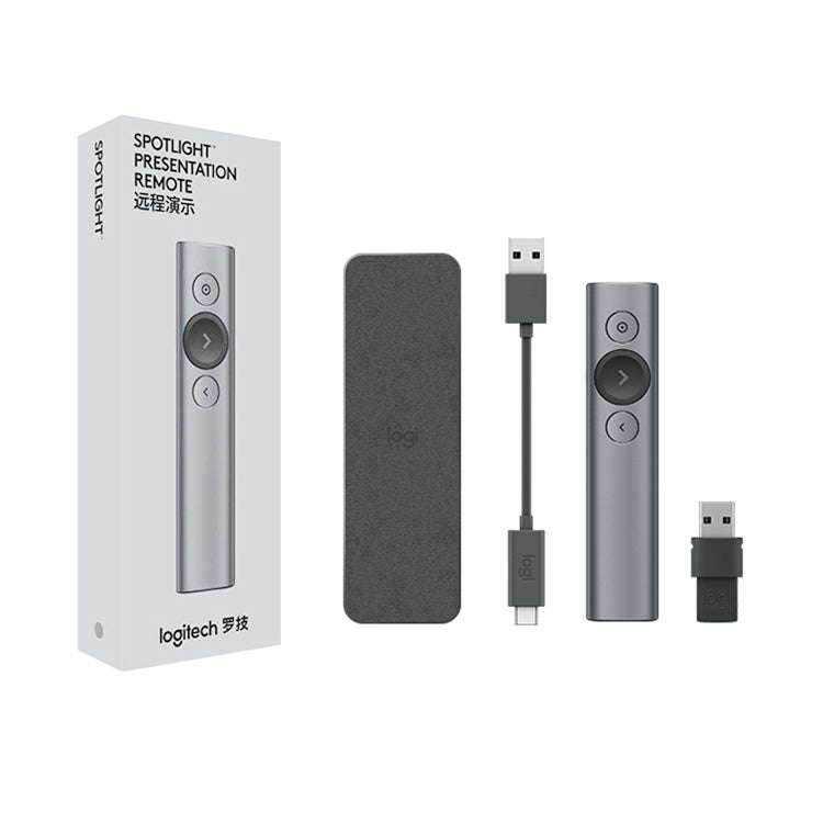 Logitech Spotlight 2.4Ghz USB Wireless Presenter PPT Remote Control Flip Pen, Spotlight (Grey), S...