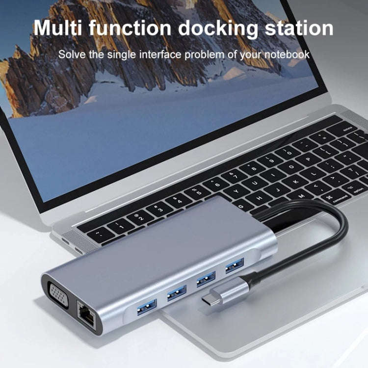 11 in 1 USB-C / Type-C to USB Docking Station HUB Adapter(100M Network Port), 100M Network Port