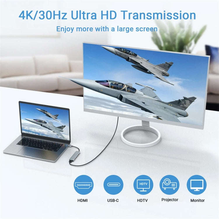 7 in 1 USB-C / Type-C to USB Docking Station HUB Adapter, 7 in 1