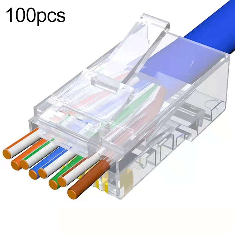 100pcs /Pack Cat5e RJ45 Connector Unshielded Pass Through Modular Plug, Gold: 3u, Cat5e Unshielde...