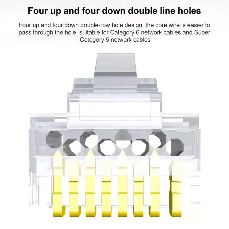 100pcs /Pack Cat5e RJ45 Connector Unshielded Pass Through Modular Plug, Gold: 3u, Cat5e Unshielde...