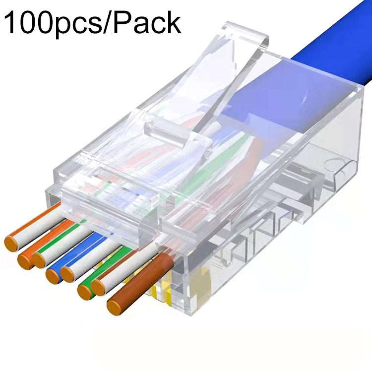 100pcs /Pack Cat6e Unshielded Pass Through RJ45 Connector Modular Plug, Cat6e UnShielded Pass Thr...