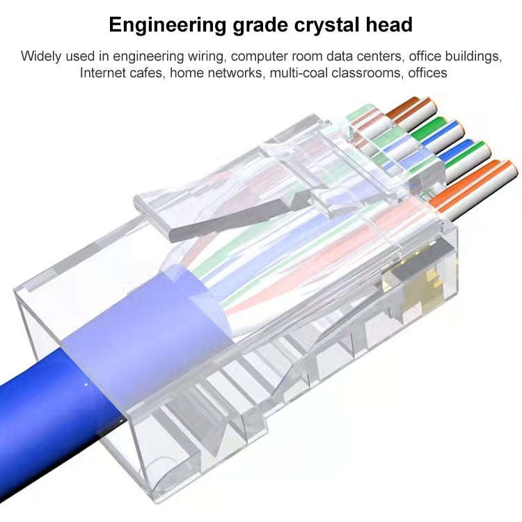 100pcs /Pack Cat6e Unshielded Pass Through RJ45 Connector Modular Plug, Cat6e UnShielded Pass Thr...