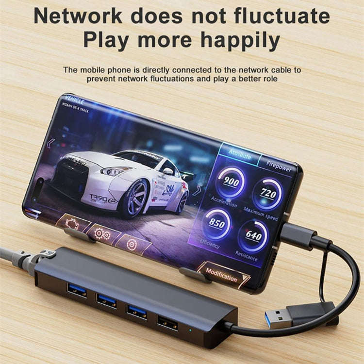 BYL-2208TU 5 in 2 USB + USB-C / Type-C to USB Multifunctional Docking Station HUB Adapter, BYL-2208