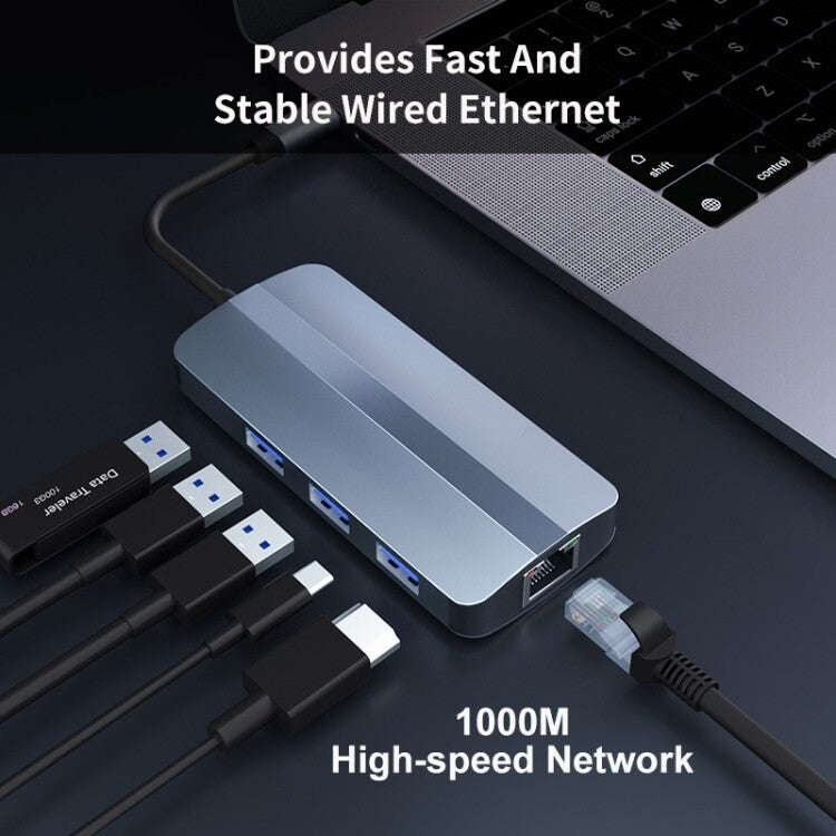 BYL-2209 6 in 1 USB-C / Type-C to USB Multifunctional Docking Station HUB Adapter, BYL-2209