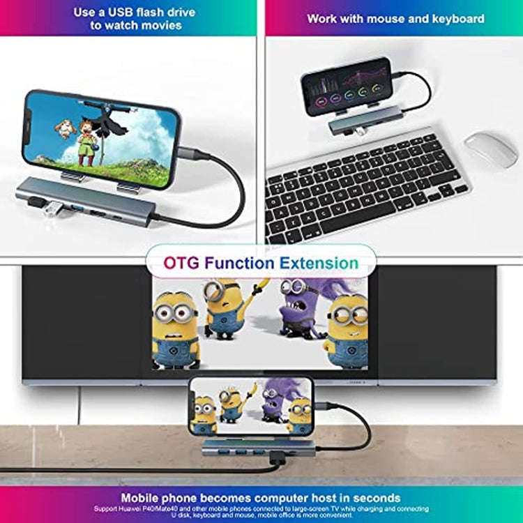 BYL-2210 6 in 1 USB-C / Type-C to USB Multifunctional Docking Station HUB Adapter with 1000M Netw...