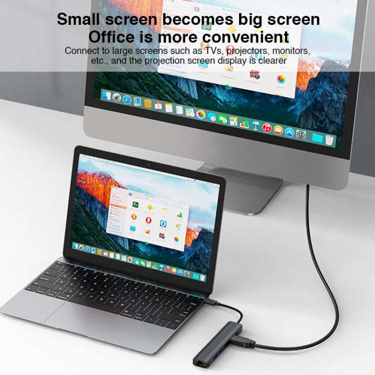 BYL-2303 7 in 1 USB-C / Type-C to USB Multifunctional Docking Station HUB Adapter, BYL-2303