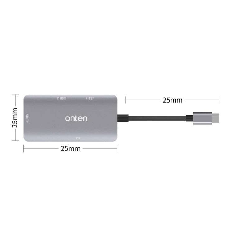 Onten 91882 5 In 1 USB3.0 x3 + SD + TF + CF Type-C / USB-C OTG Multi-function Card Reader