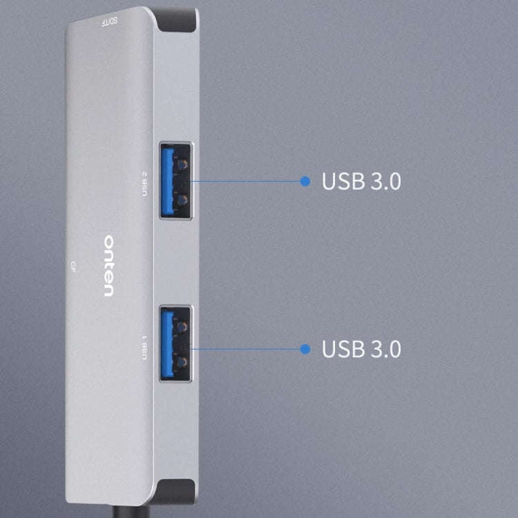 Onten 91882 5 In 1 USB3.0 x3 + SD + TF + CF Type-C / USB-C OTG Multi-function Card Reader