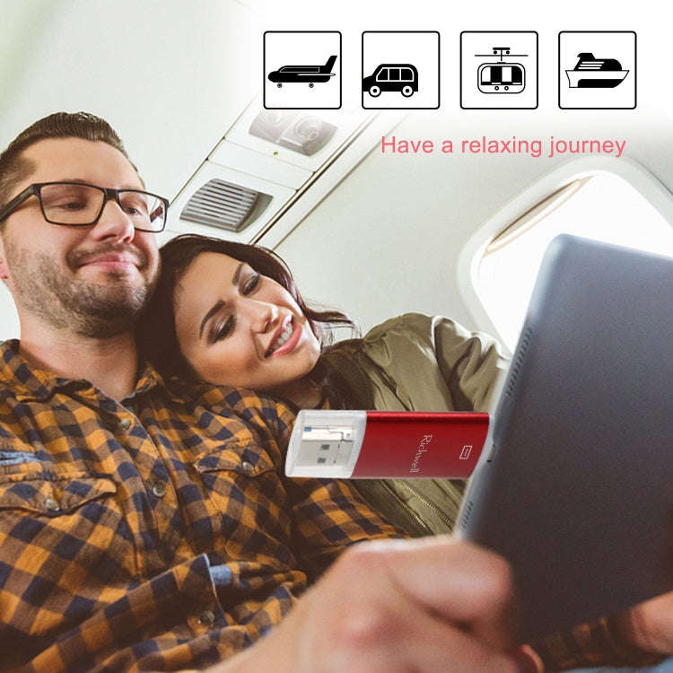 Richwell 3 in 1 32G Type-C + 8 Pin + USB 3.0 Metal Double Cover Push-pull Flash Disk with OTG Fun...