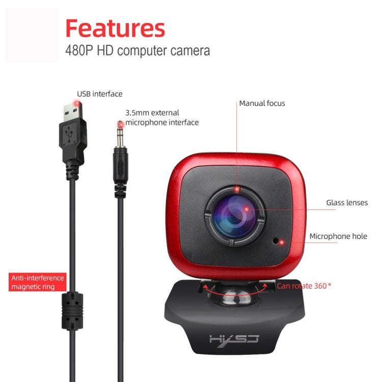 HXSJ A849 480P Adjustable 360 Degree HD Video Webcam PC Camera with Microphone