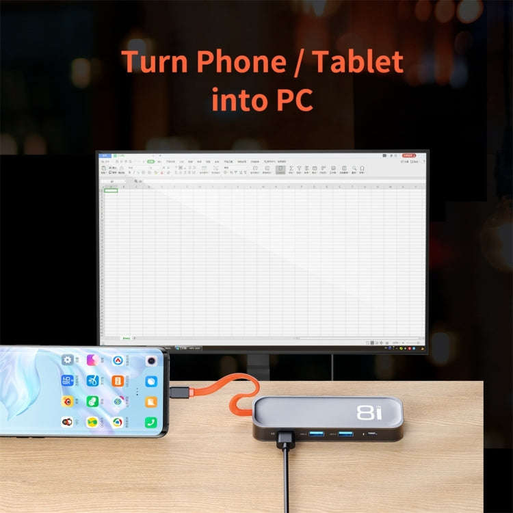 ROCK TR03 8 In 1 Type-C / USB-C to HDMI Multifunctional Extension HUB Adapter, TR03
