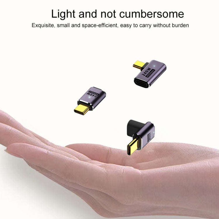 240W USB-C/Type-C Female to USB-C/Type-C Male 40Gbps Medium Bend Adapter with Light, Medium Bend ...