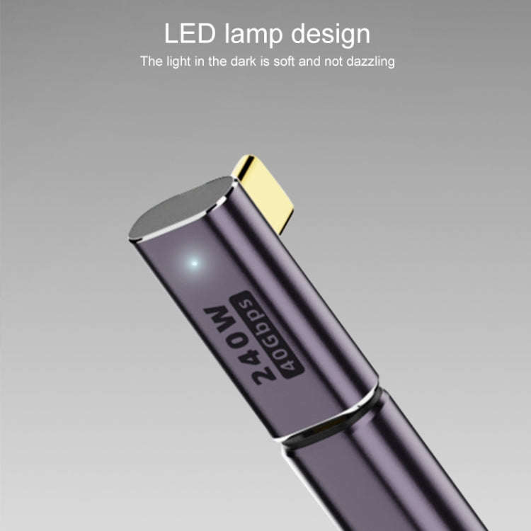 240W USB-C/Type-C Female to USB-C/Type-C Male 40Gbps Medium Bend Adapter with Light, Medium Bend ...
