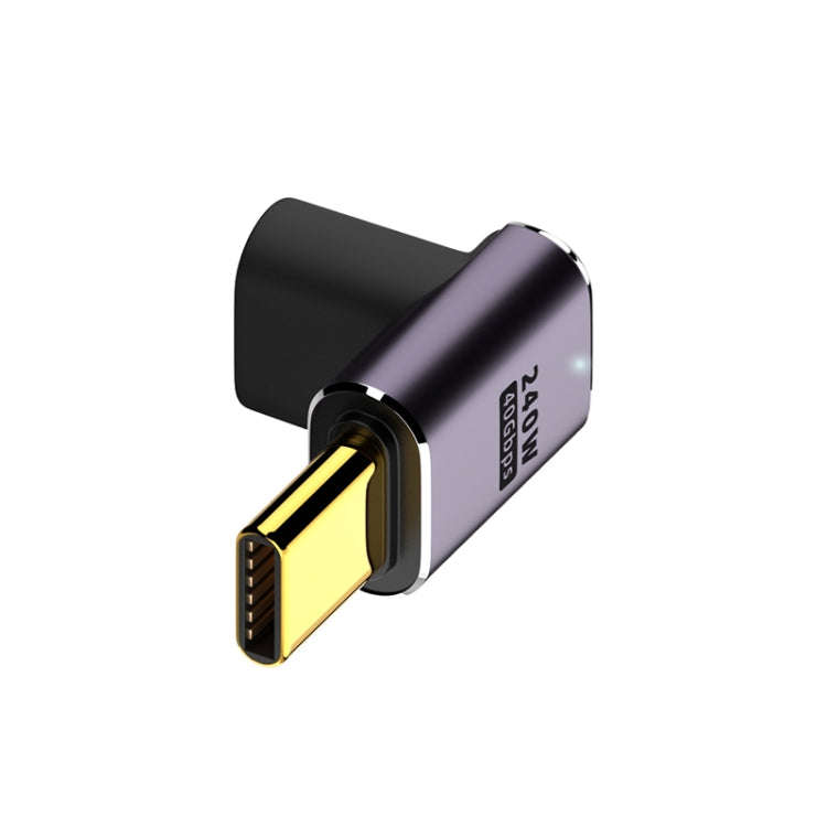 240W USB-C/Type-C Female to USB-C/Type-C Male 40Gbps Up and Down Bend Adapter with Light, Up and ...