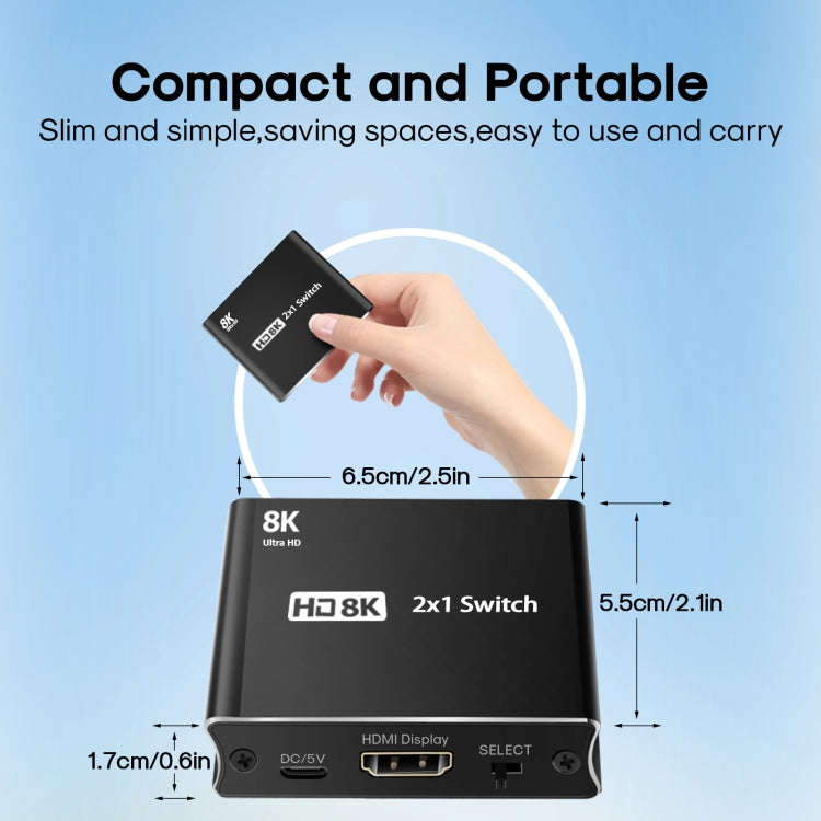 NK-W80 8K UHD HDMI 2X1 One-way Switch, NK-W80