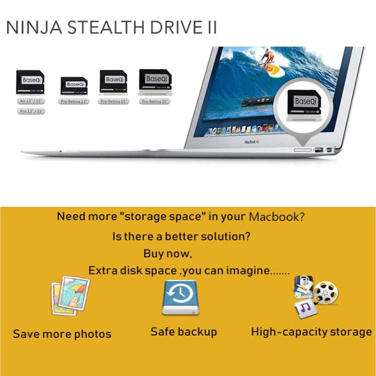 BASEQI Hidden Aluminum Alloy SD Card Case for Macbook Pro (Mid-2012) (not Retina) Laptops, For Ma...