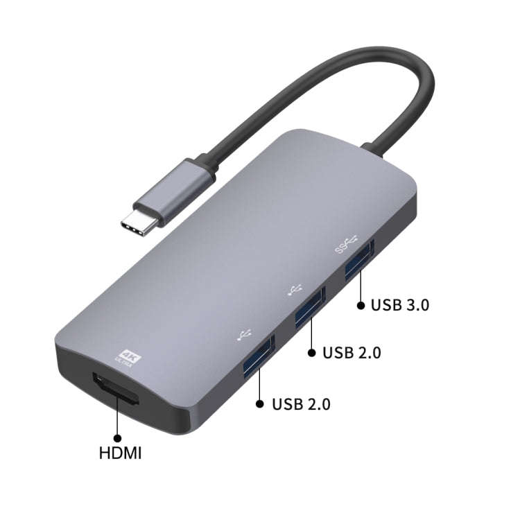 UC912 4 in 1 4K 30Hz USB 3.0 + 2 x USB 2.0 to USB-C / Type-C Multifunctional HUB Adapter, UC912 U...