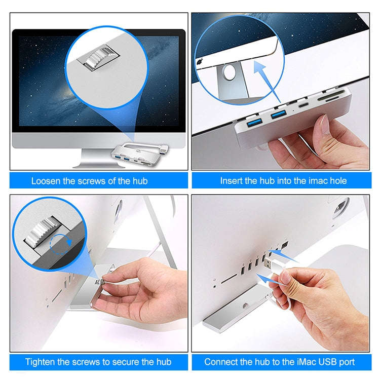 Rocketek For iMac USB3.0 x 3 + SD / TF Multi-function HUB Expansion Dock, USB3.0 x 3 + SD / TF