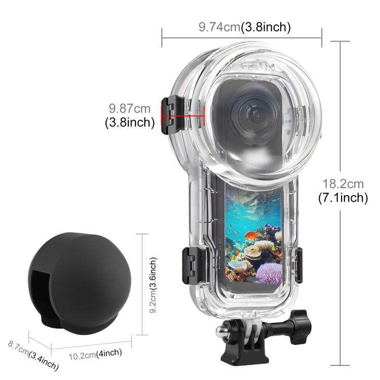 For Insta360 X5 PULUZ 60m Waterproof Sealed Diving Case with Silicone Lens Cover, Diving Case wit...