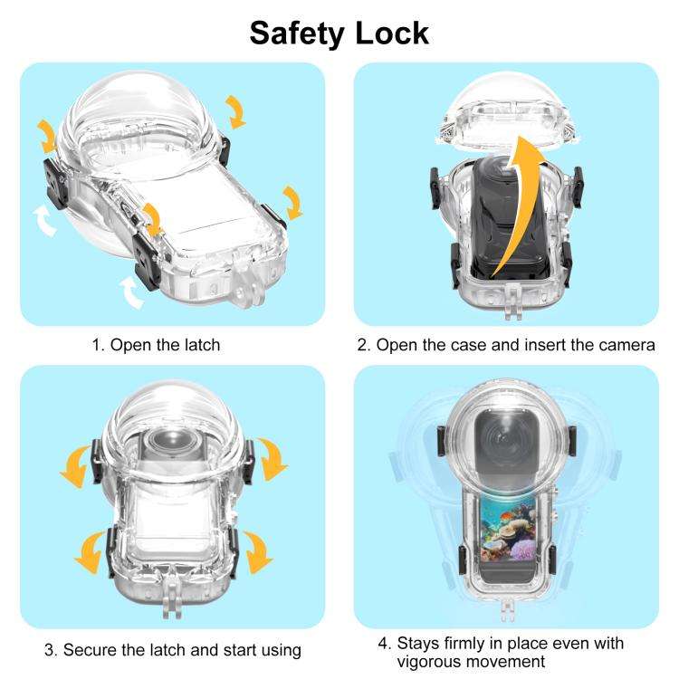 For Insta360 X5 PULUZ 60m Waterproof Sealed Diving Case with Silicone Lens Cover, Diving Case wit...