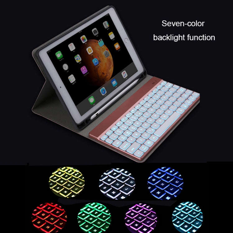 508A Detachable Bluetooth Keyboard + Horizontal Flip Leather Tablet Case with Holder & Colorful B...