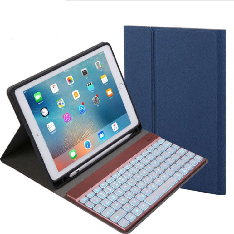 508A Detachable Bluetooth Keyboard + Horizontal Flip Leather Tablet Case with Holder & Colorful B...