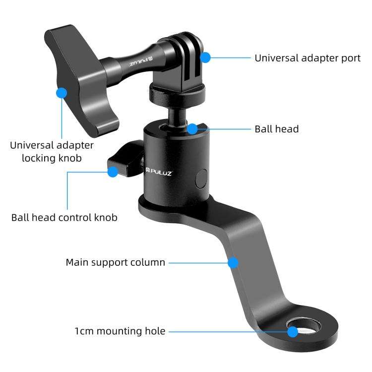 PULUZ Motorcycle Rearview Mirror Aluminum Alloy Action Camera Holder Mount, Rearview Mirror Mount
