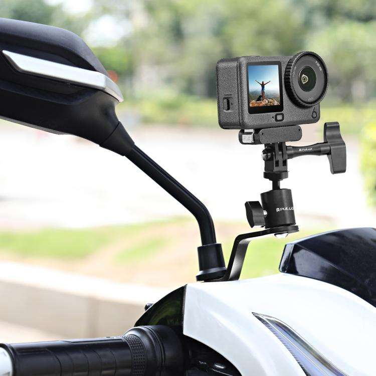 PULUZ Motorcycle Rearview Mirror Aluminum Alloy Action Camera Holder Mount, Rearview Mirror Mount