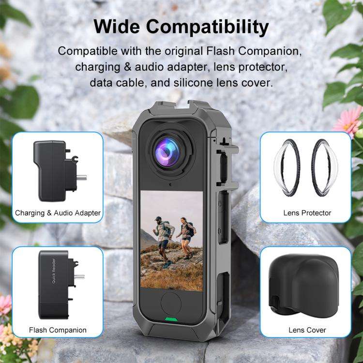 For Insta360 X4 Air PULUZ Metal Protective Cage Rig Housing Frame with Expand Cold Shoe Base, For...