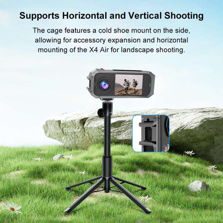 For Insta360 X4 Air PULUZ Metal Protective Cage Rig Housing Frame with Expand Cold Shoe Base, For...