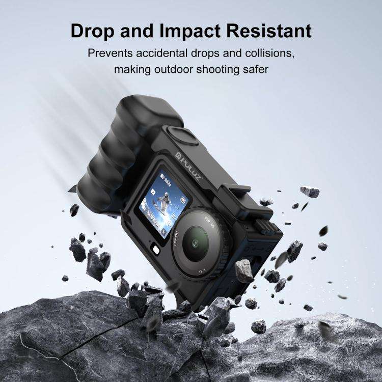 For DJI Osmo Action 6 PULUZ Street Photography Handle Ergonomic Hand Grip Cage Frame with Cold Sh...