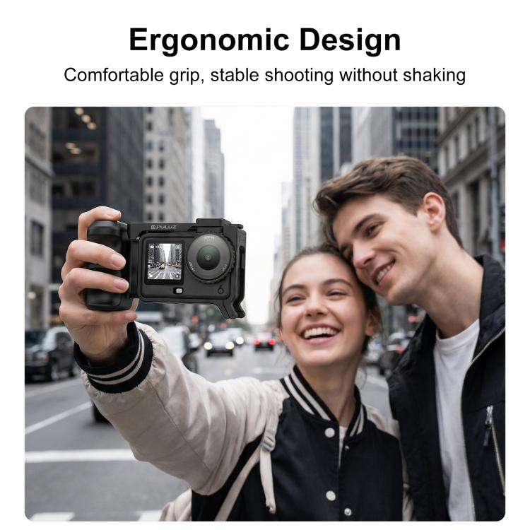 For DJI Osmo Action 6 PULUZ Street Photography Handle Ergonomic Hand Grip Cage Frame with Cold Sh...