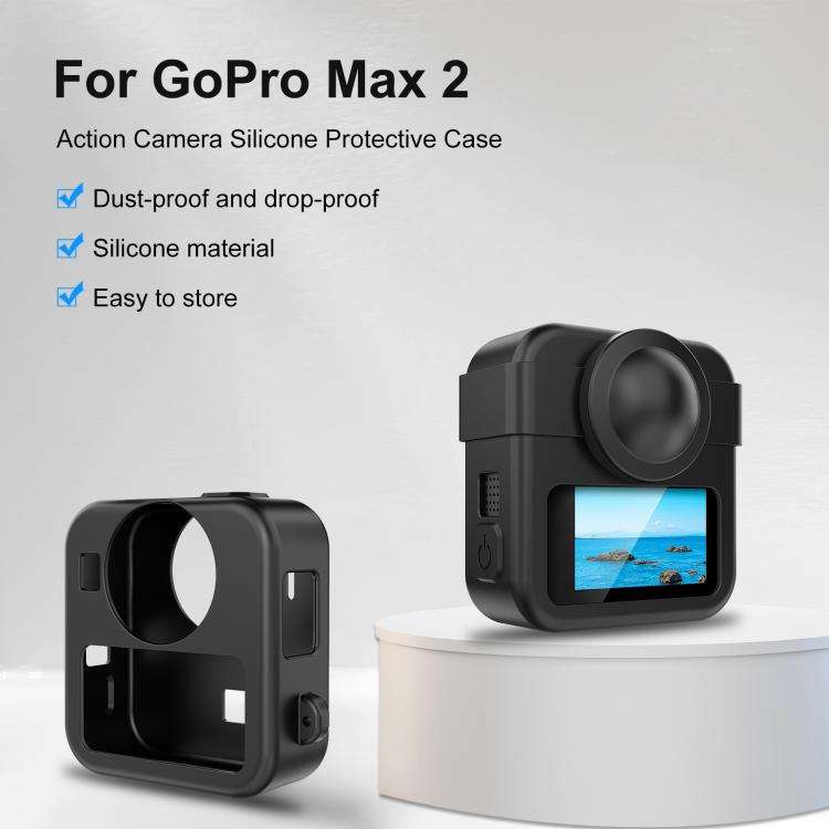 For GoPro MAX2 PULUZ Body Silicone Protective Case with Dual Lens Caps Cover & Strap, Body Case w...