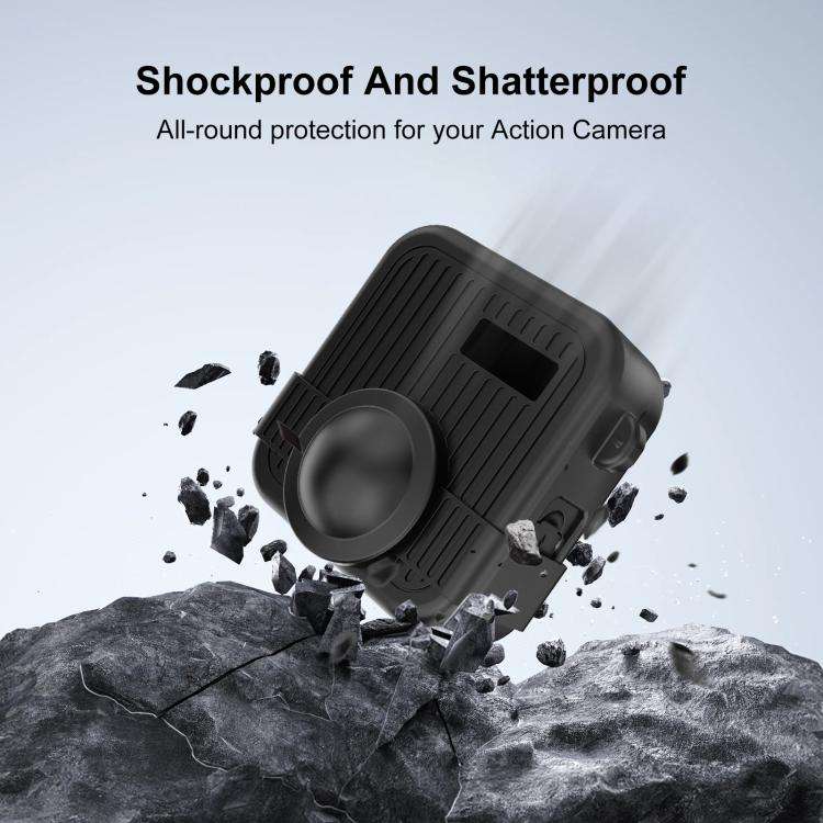 For GoPro MAX2 PULUZ Body Silicone Protective Case with Dual Lens Caps Cover & Strap, Body Case w...